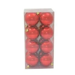 16Palle Di Natale In PVC Colore Rosso 7 Cm Due Esse Christmas