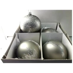 Articoli Per La Casa -Articoli Per La Casa 4 palline di natale in vetro decorate albero della vita argento frada 1