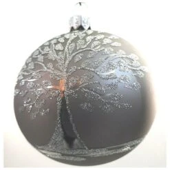 4 Palline Di Natale In Vetro Decorate Albero Della Vita Argento Frada -Articoli Per La Casa 4 palline di natale in vetro decorate albero della vita argento frada 2