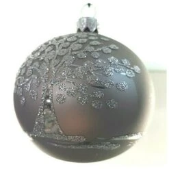 4 Palline Di Natale In Vetro Decorate Albero Della Vita Argento Frada