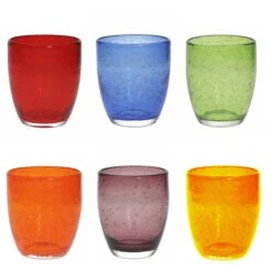 6 Bicchieri Colorati Bubbles Mix Bollicine 380ml, Multicolore, Tognana