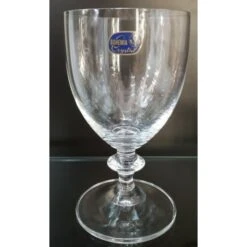 6 Bicchieri Mezzo Calice Vino Rosy, Crystal Bohémia Trasparenti 200ml