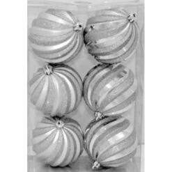 6 Palline In PVC Argento-Glitter 10 Cm -Articoli Per La Casa 6 palline in pvc argento glitter 10 cm 2