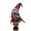 Decorazione Natalizia Orsetto In Legno Con Vestito Scozzese H 34 Cm