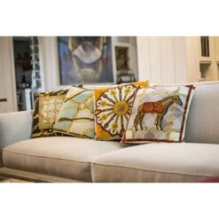 Baci Milano Cuscino Horses03 Marrone E Catene Oro -Articoli Per La Casa baci milano cuscino horses03 marrone e catene oro 2