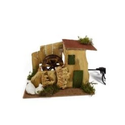 Mulino D'Acqua Con Ruota Elettrico 14x14x H14 Cm