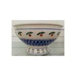 Fruttiera Con Piede, Impronte Blu