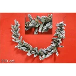 Ghirlanda Natalizia Innevata Con Bacche Oro 2,10 Mt
