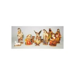 Natività Presepe Completa 11 Pezzi In Resina Colorata, Altezza 15cm