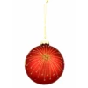 Pallina Di Natale Vetro Rosso Decoro Oro Paillettes Ø 10 Cm