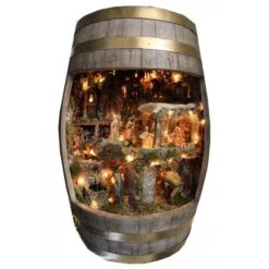 Presepe Artigianale Completo In Botte Di Legno Rovere Antichizzato