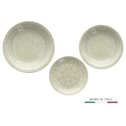 Servizio Piatti 18 Pezzi Mosaiko Beige Fontebasso Made In Italy
