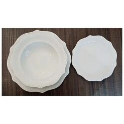 Servizio Piatti Completo Per 12 Persone Alice 38 Pezzi, Fade Maison -Articoli Per La Casa servizio piatti completo per 12 persone alice 38 pezzi fade maison festonato bianco decoro in rilievo 10