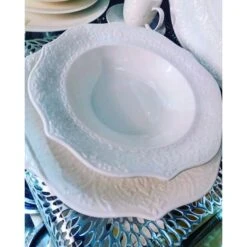 Servizio Piatti Completo Per 12 Persone Alice 38 Pezzi, Fade Maison -Articoli Per La Casa servizio piatti completo per 12 persone alice 38 pezzi fade maison festonato bianco decoro in rilievo 5