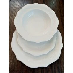 Servizio Piatti Completo Per 12 Persone Alice 38 Pezzi, Fade Maison -Articoli Per La Casa servizio piatti completo per 12 persone alice 38 pezzi fade maison festonato bianco decoro in rilievo 9